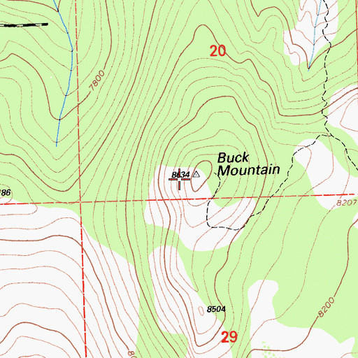 Topographic Map of Buck Mountain, CA