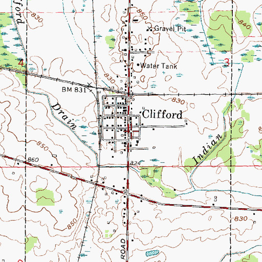 Topographic Map of Clifford Post Office, MI