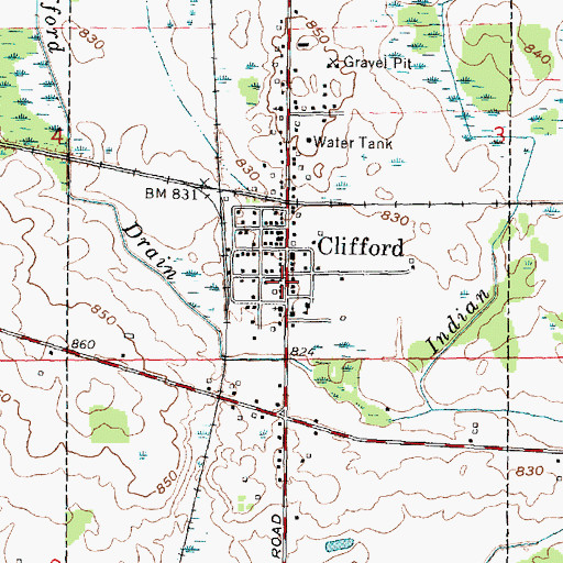 Topographic Map of Lapeer District Libary-Clifford Branch, MI