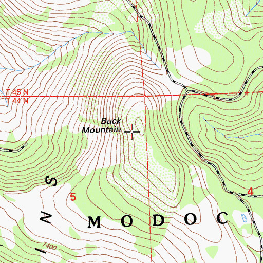 Topographic Map of Buck Mountain, CA