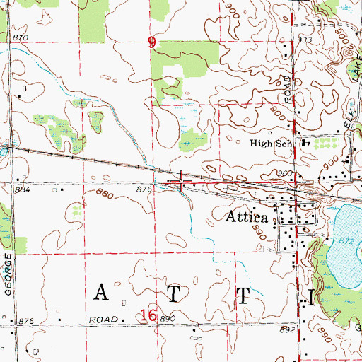 Topographic Map of Attica Township Library, MI