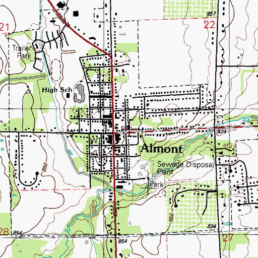 Topographic Map of First Congregational Church, MI