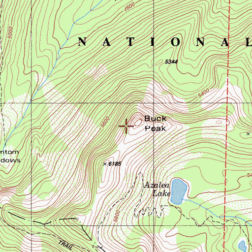 Topographic Map of Buck Peak, CA