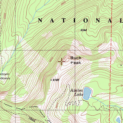Topographic Map of Buck Peak, CA