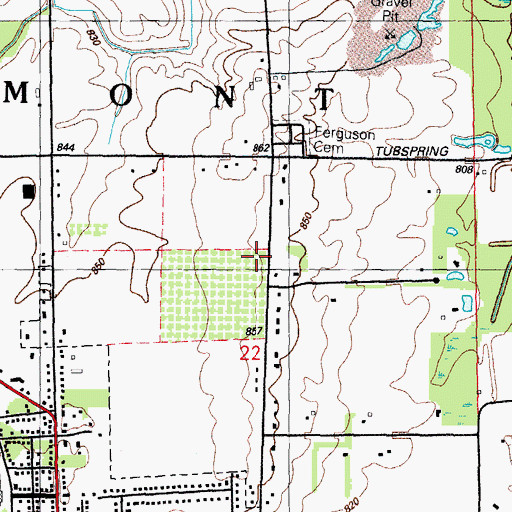 Topographic Map of Almont Middle School, MI