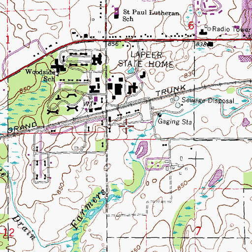 Topographic Map of Lapeer State Home Cemetery, MI