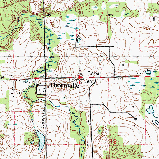 Topographic Map of Thornville Cemetery, MI