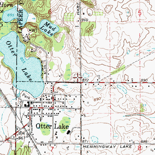 Topographic Map of Otter Lake Cemetery, MI