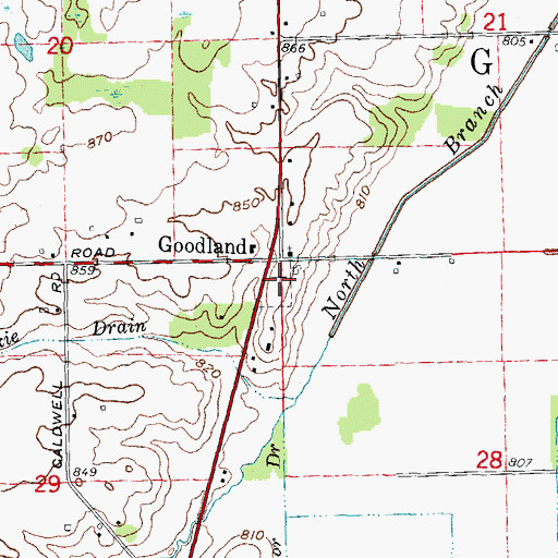 Topographic Map of Goodland Township Cemetery, MI