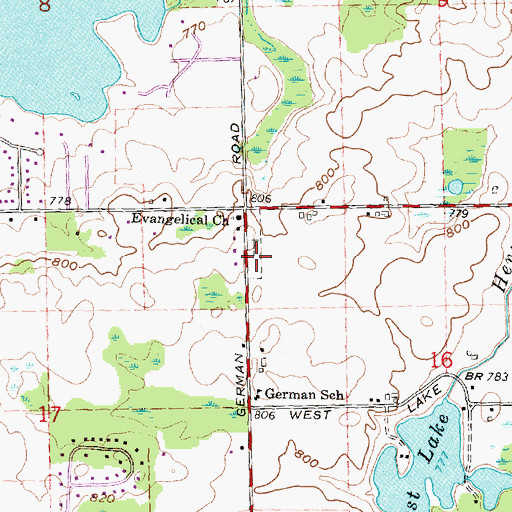 Topographic Map of German Cemetery, MI