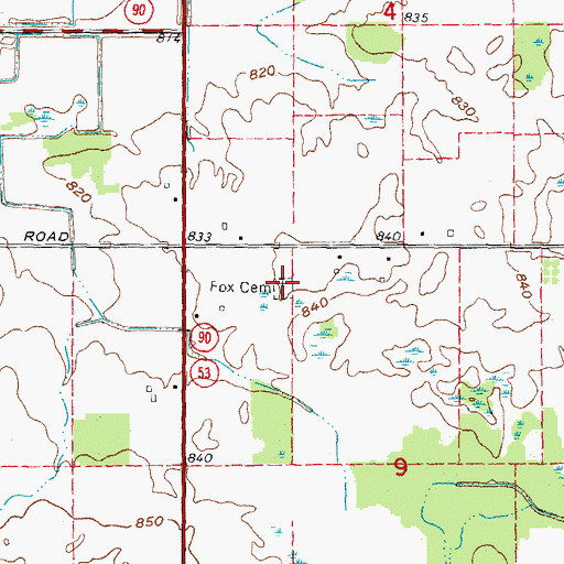 Topographic Map of Fox Cemetery, MI