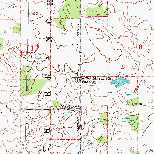Topographic Map of Saint Mary's Catholic Cemetery, MI