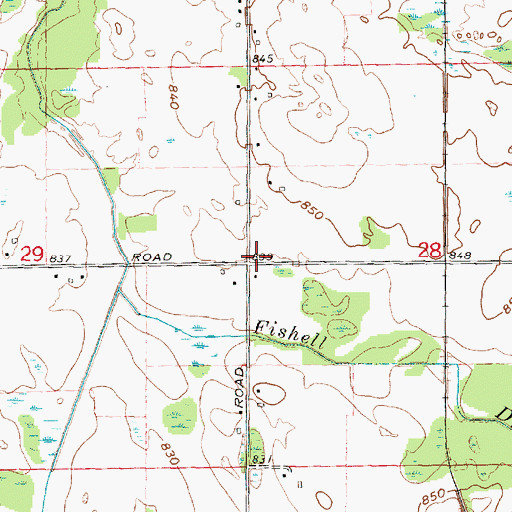 Topographic Map of Bottom Creek Cemetery, MI