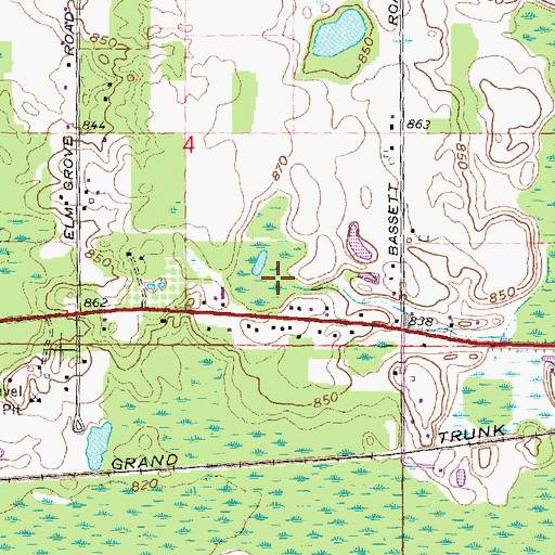 Topographic Map of Lamoreaux Cemetery, MI