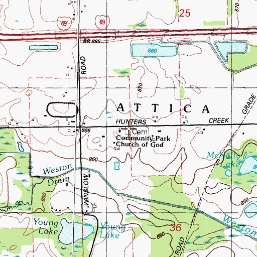 Topographic Map of Bethany Mennonite Cemetery, MI