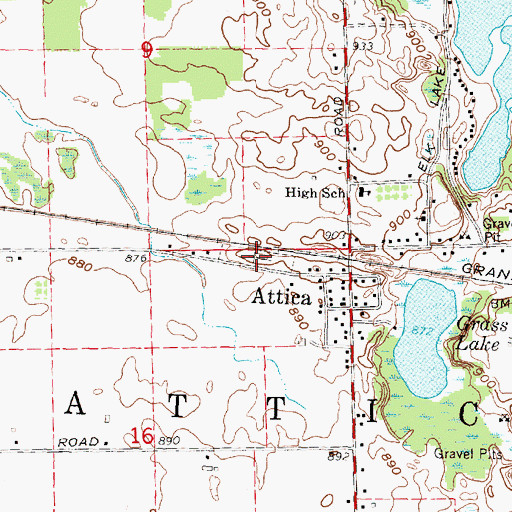 Topographic Map of Attica Cemetery, MI