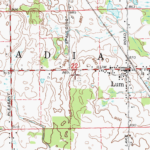 Topographic Map of Lum Cemetery, MI