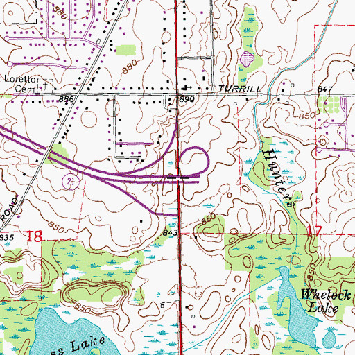 Topographic Map of Interchange 155, MI