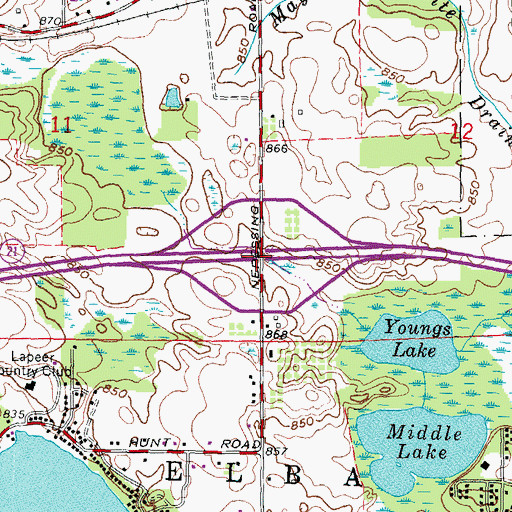 Topographic Map of Interchange 153, MI