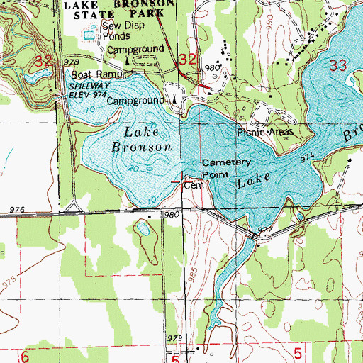Topographic Map of Bronson Pioneer Cemetery, MN