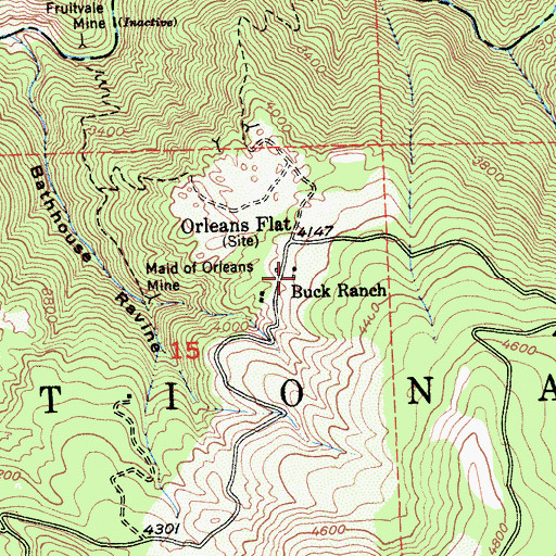Topographic Map of Buck Ranch, CA