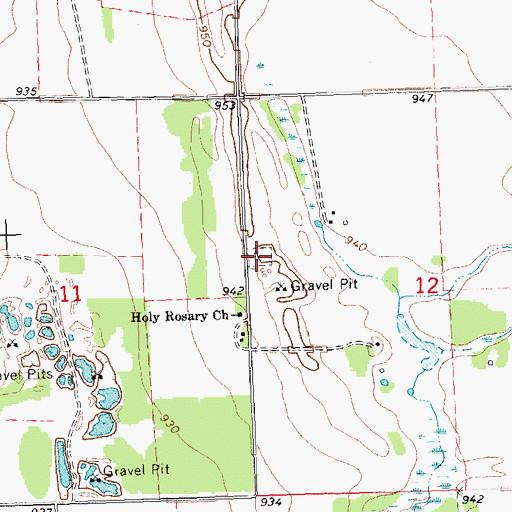 Topographic Map of Holy Rosary Cemetery, MN