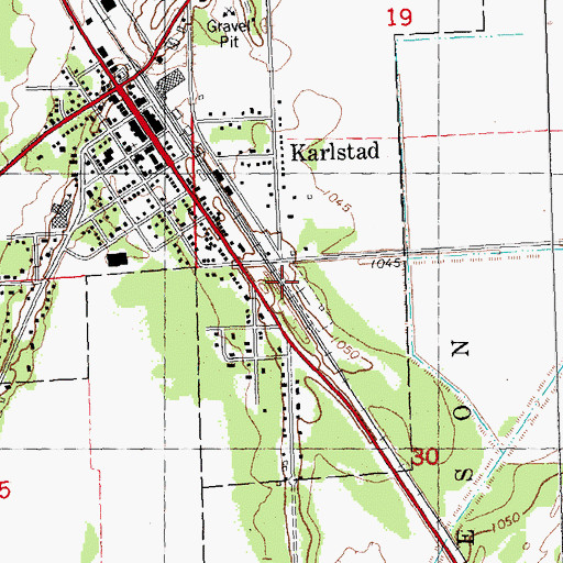 Topographic Map of Karlstad Cemetery, MN
