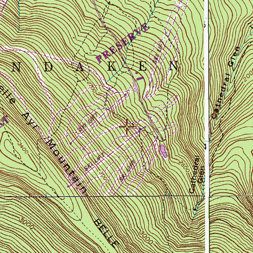 Topographic Map of Belleayre Mountain Winter Snow Park, NY