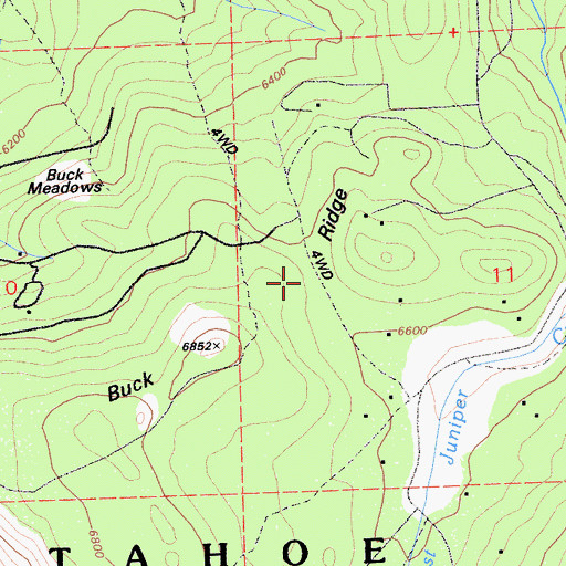 Topographic Map of Buck Ridge, CA