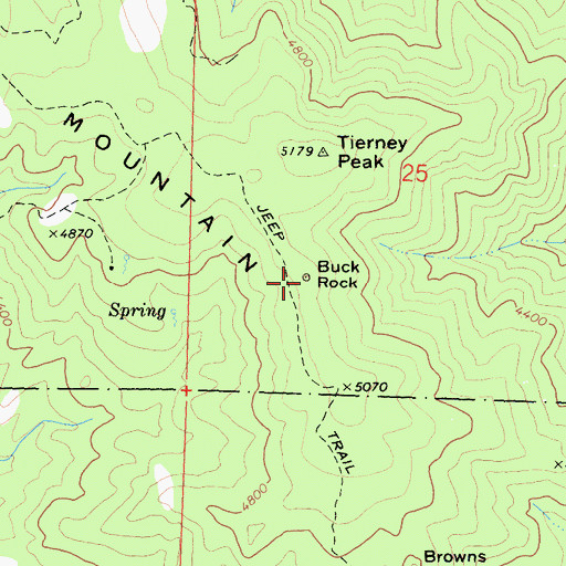 Topographic Map of Buck Rock, CA