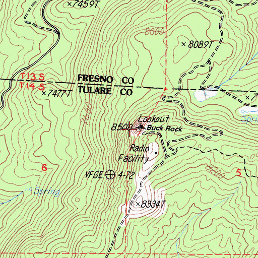Topographic Map of Buck Rock, CA