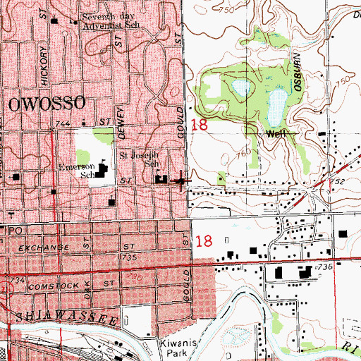 Topographic Map of Saint Joseph Catholic Church, MI