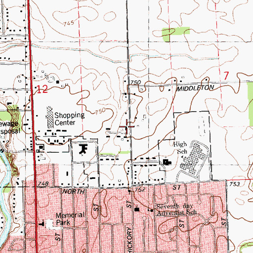 Topographic Map of Bethel Evangelical Free Church, MI