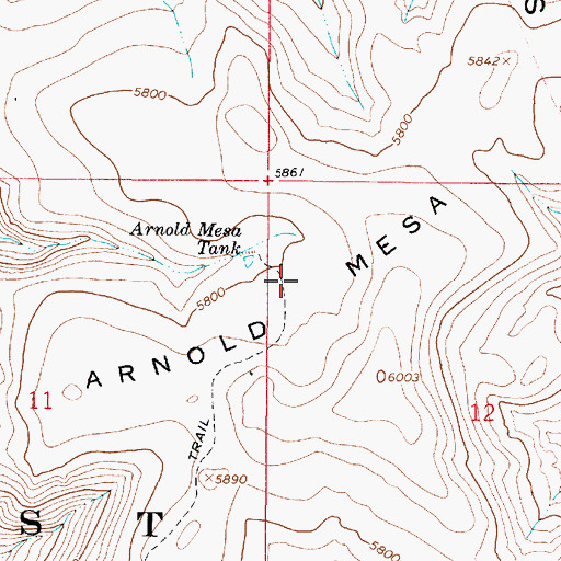 Topographic Map of Arnold Mesa, AZ