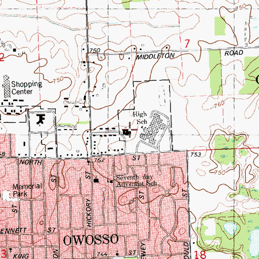 Topographic Map of First Church of Christ, MI