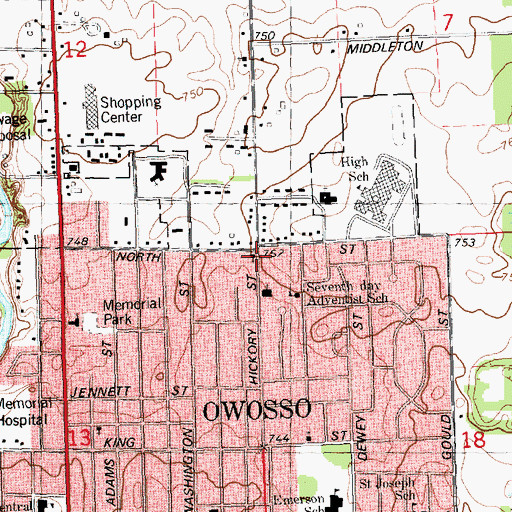 Topographic Map of United Pentecostal Church, MI