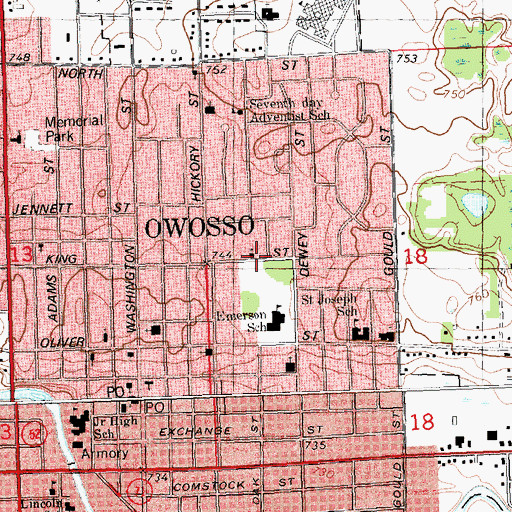 Topographic Map of Jehovah's Witnesses, MI