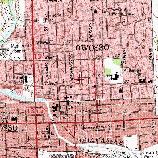 Topographic Map of Christ Episcopal Church, MI