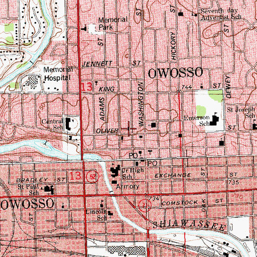 Topographic Map of Cornerstone Church of God, MI