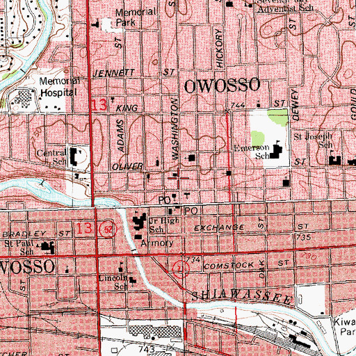 Topographic Map of Saint John's United Church of Christ, MI