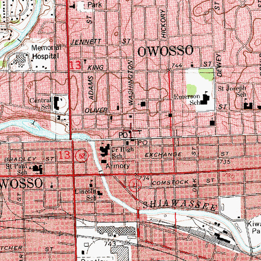 Topographic Map of First Congregational Church, MI