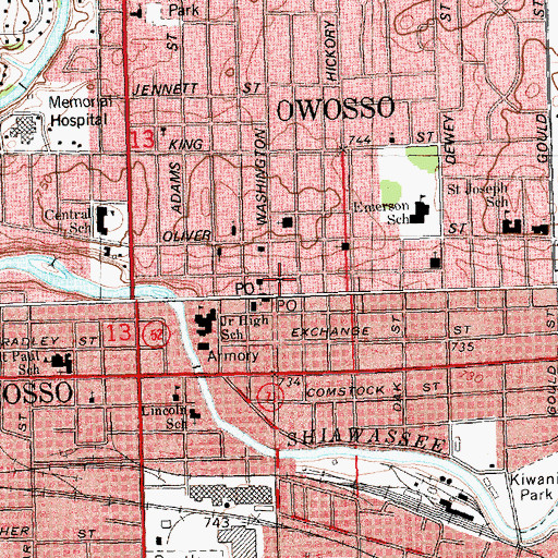 Topographic Map of Salem Lutheran Church, MI