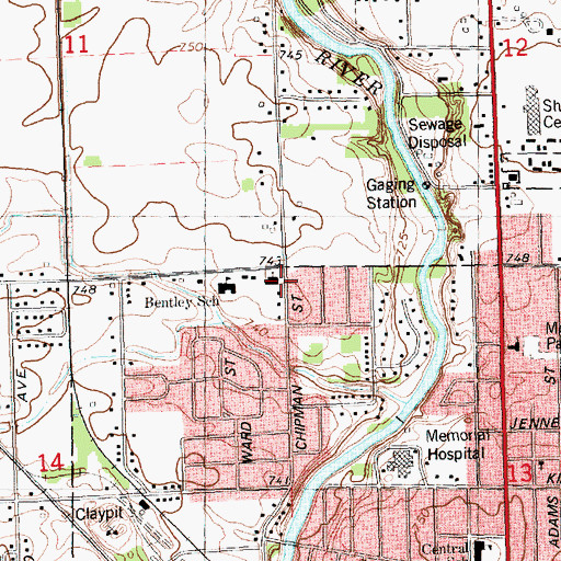 Topographic Map of Owosso Free Methodist Church, MI