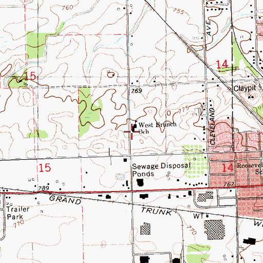 Topographic Map of Gilead Baptist Church, MI