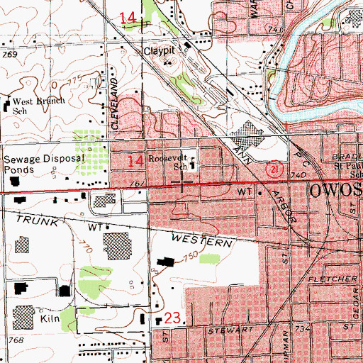 Topographic Map of Bible Baptist Church of Owosso, MI