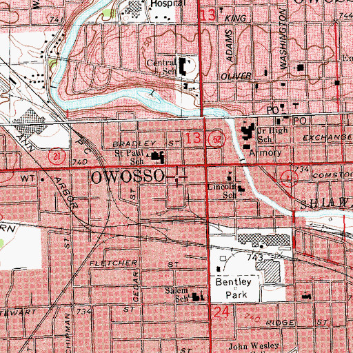 Topographic Map of Spiritual Episcopal Church, MI
