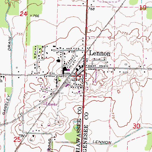 Topographic Map of Perkins Library, MI