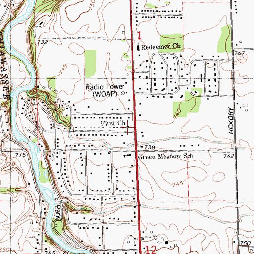 Topographic Map of Owosso Christian School, MI