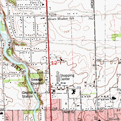 Topographic Map of North Street Medical Center, MI