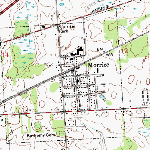 Topographic Map of Perry Area Fire Rescue Station 2, MI